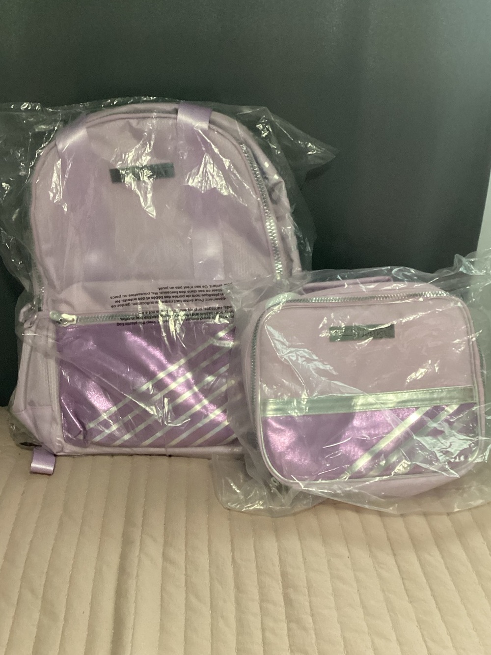 Kids Lavender Backpack and Lunch Bag Set - Purple